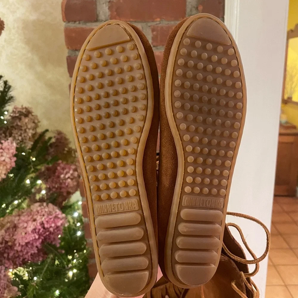 Minnetonka Tan Lace-Up Fringe Boots - Picture 4 of 5